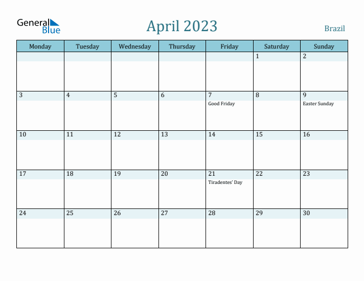 April 2023 Calendar with Holidays