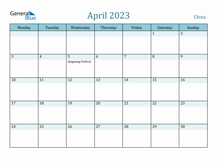 April 2023 Calendar with Holidays