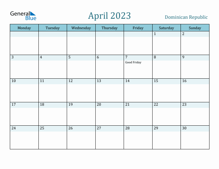 April 2023 Calendar with Holidays