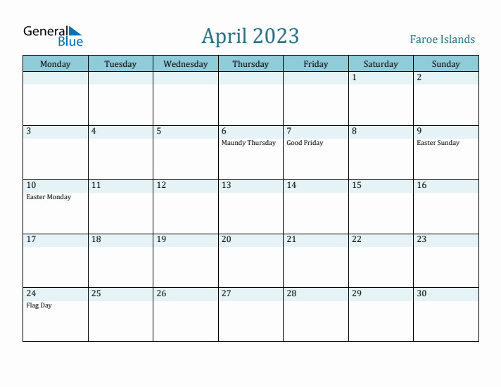 April 2023 Calendar with Holidays