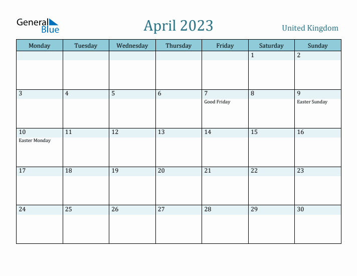 April 2023 Calendar with Holidays