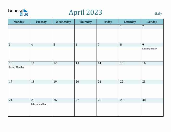 April 2023 Calendar with Holidays