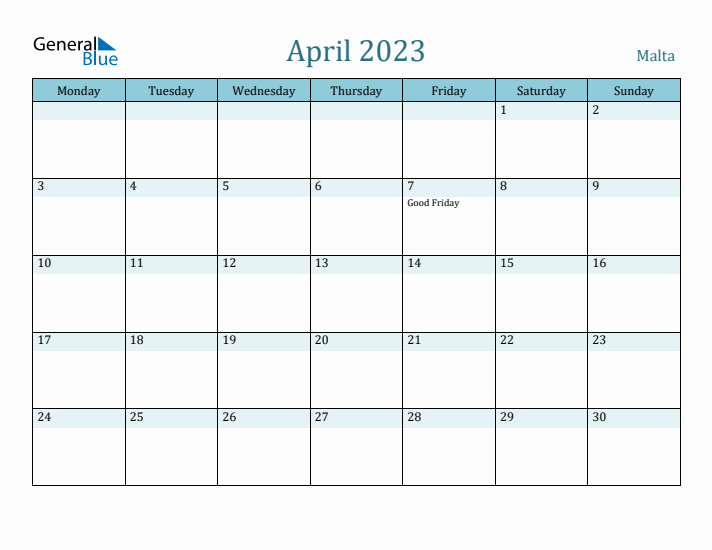 April 2023 Calendar with Holidays