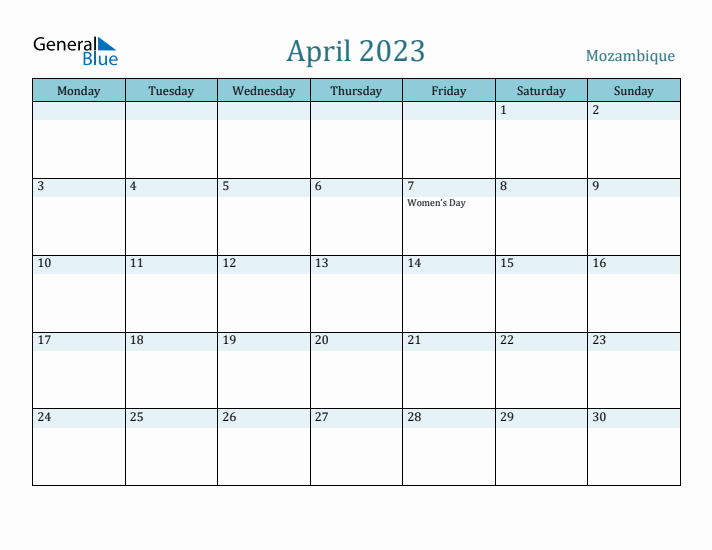 April 2023 Calendar with Holidays