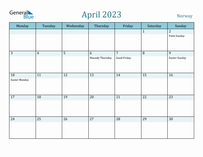 April 2023 Calendar with Holidays