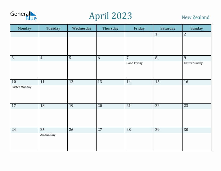 April 2023 Calendar with Holidays