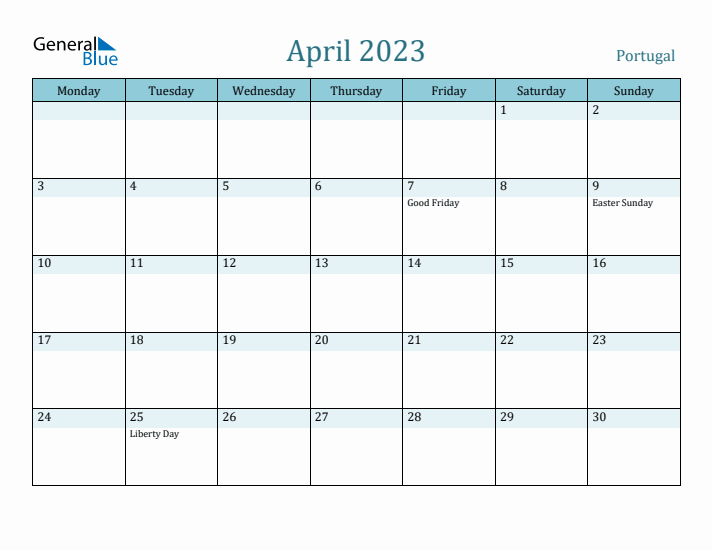 April 2023 Calendar with Holidays