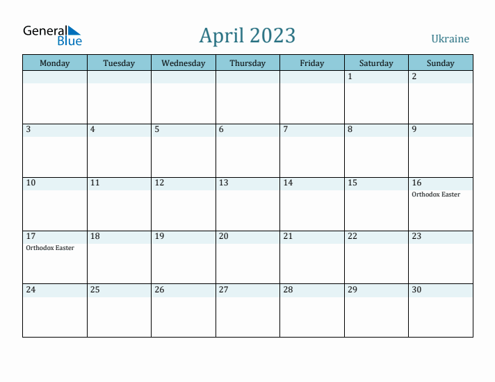 April 2023 Calendar with Holidays