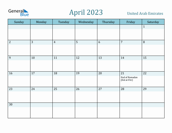 April 2023 Calendar with Holidays