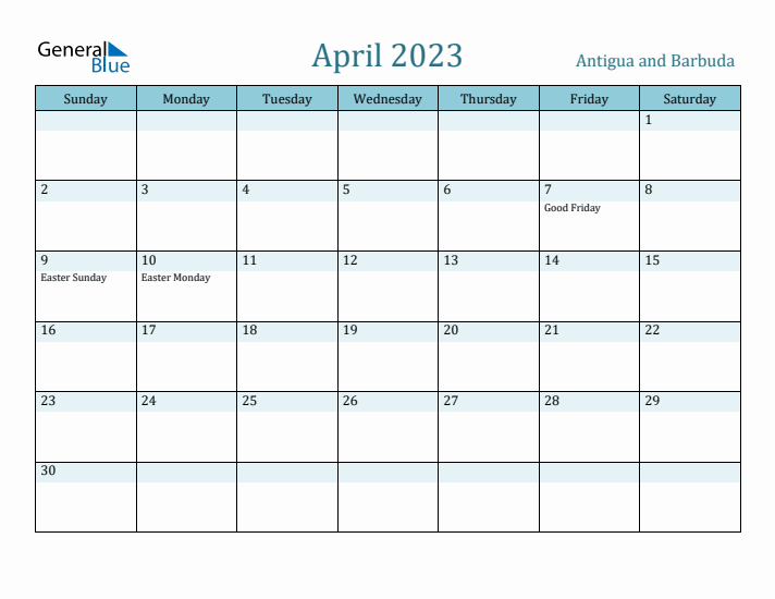 April 2023 Calendar with Holidays