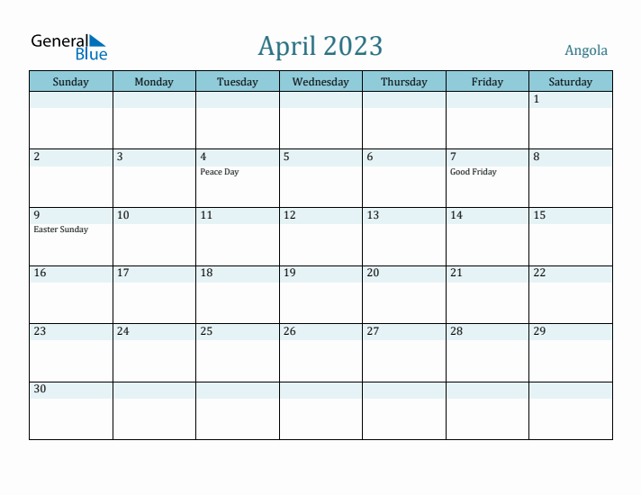 April 2023 Calendar with Holidays