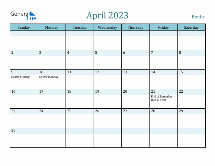 April 2023 Calendar with Holidays