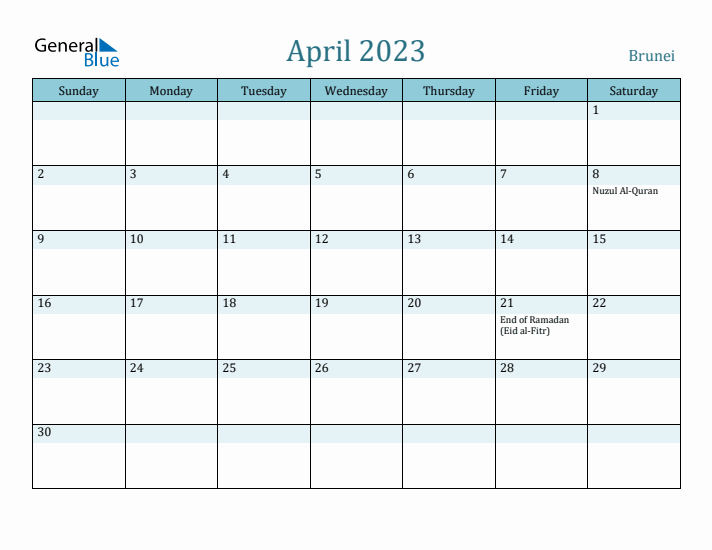 April 2023 Calendar with Holidays