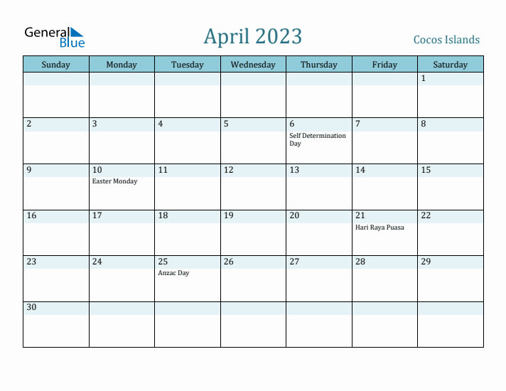 April 2023 Calendar with Holidays