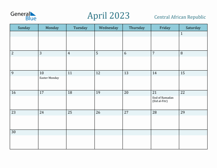 April 2023 Calendar with Holidays