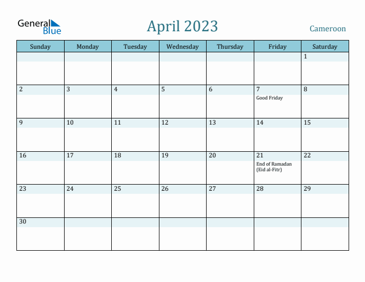 April 2023 Calendar with Holidays