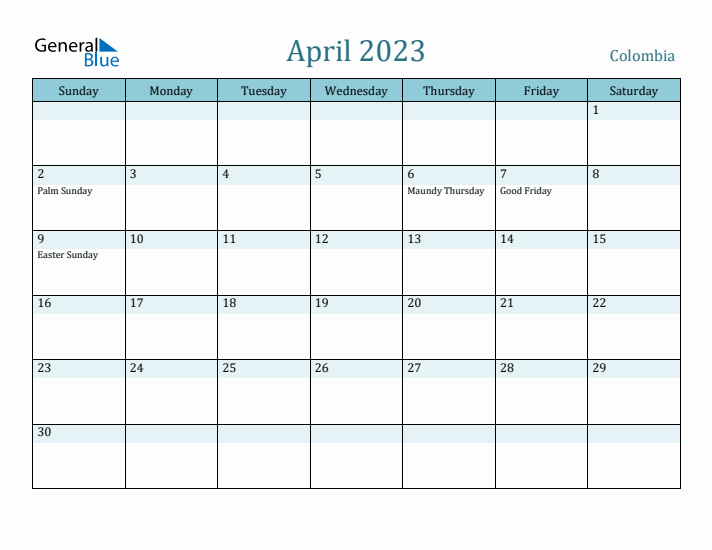 April 2023 Calendar with Holidays