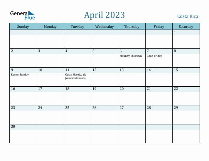 April 2023 Calendar with Holidays