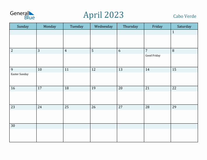 April 2023 Calendar with Holidays