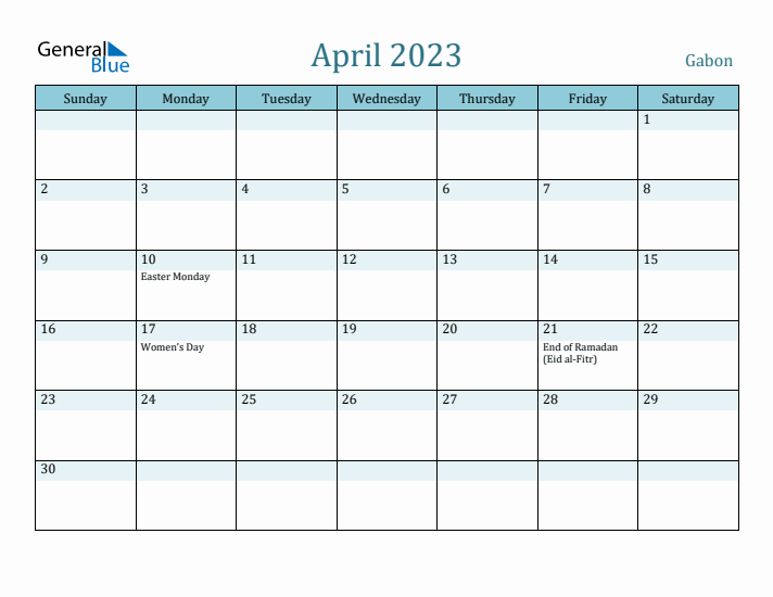 April 2023 Calendar with Holidays