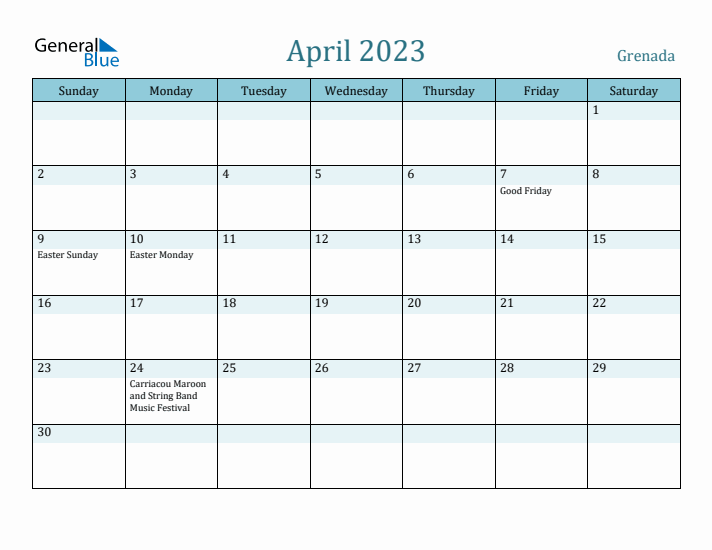 April 2023 Calendar with Holidays