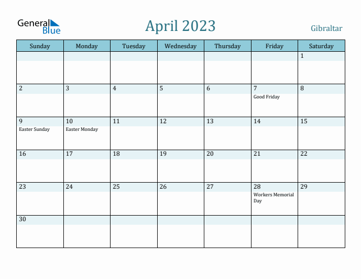 April 2023 Calendar with Holidays