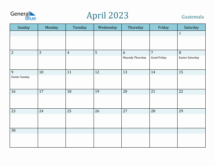 April 2023 Calendar with Holidays