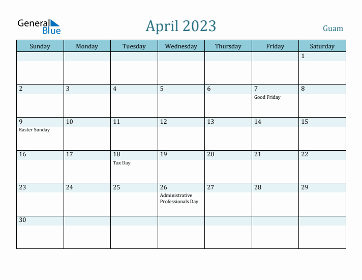 April 2023 Calendar with Holidays