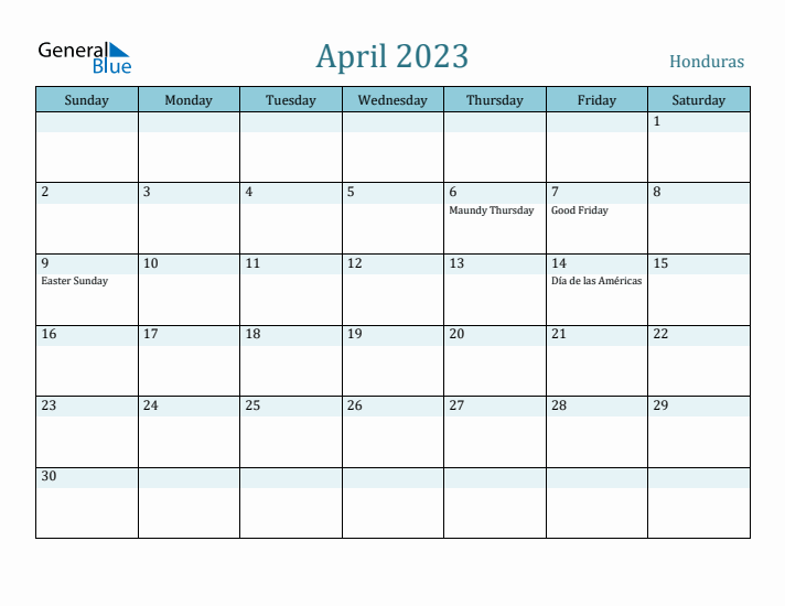 April 2023 Calendar with Holidays