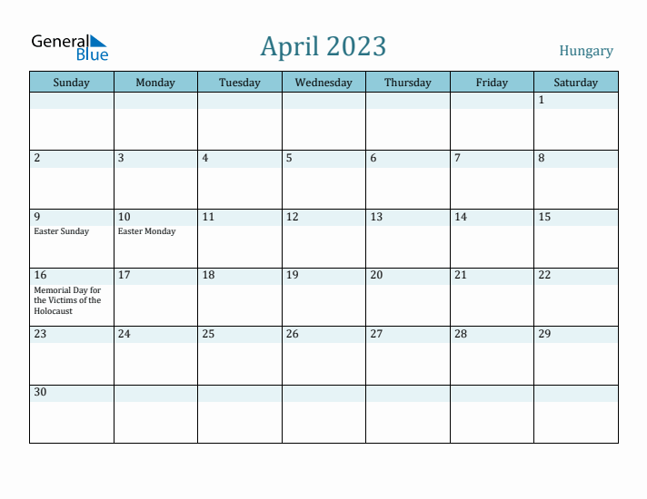 April 2023 Calendar with Holidays