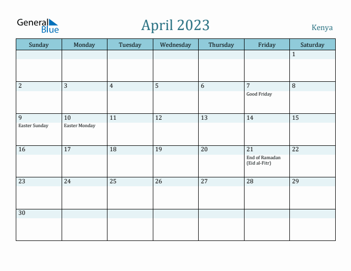 April 2023 Calendar with Holidays