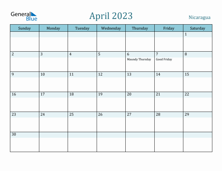 April 2023 Calendar with Holidays