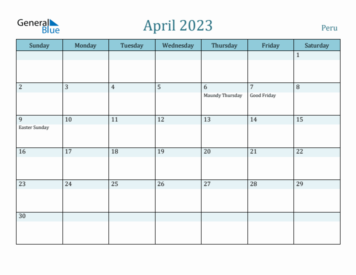 April 2023 Calendar with Holidays