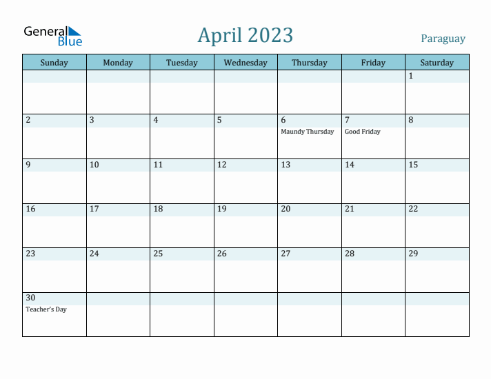 April 2023 Calendar with Holidays