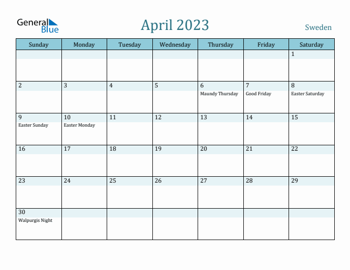 April 2023 Calendar with Holidays