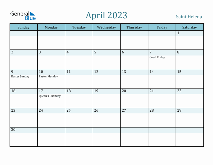 April 2023 Calendar with Holidays