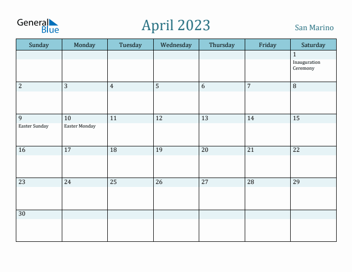 April 2023 Calendar with Holidays