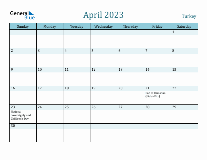 April 2023 Calendar with Holidays