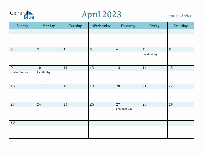 April 2023 Calendar with Holidays