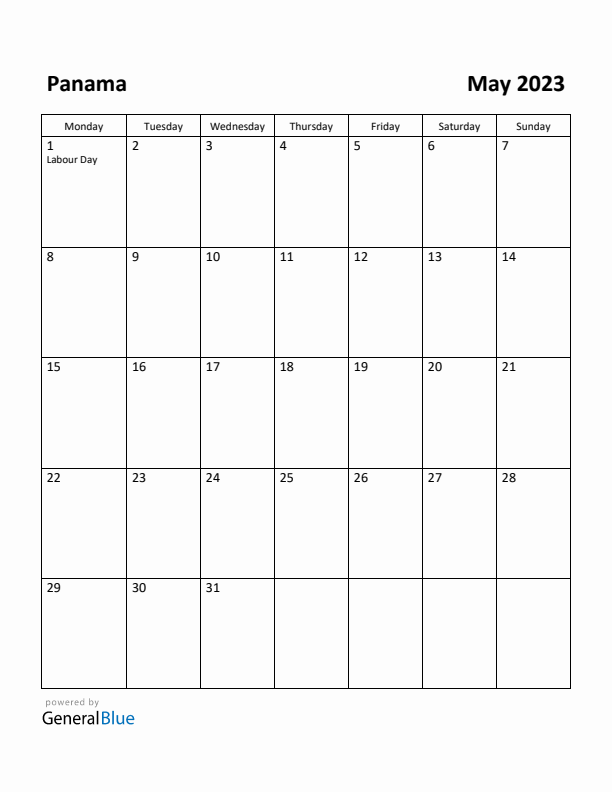 May 2023 Calendar with Panama Holidays