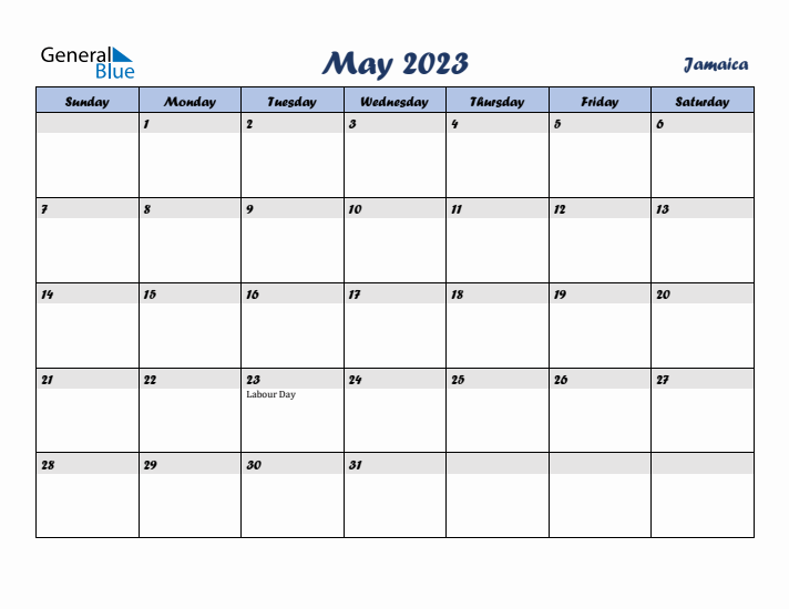 May 2023 Calendar with Holidays in Jamaica