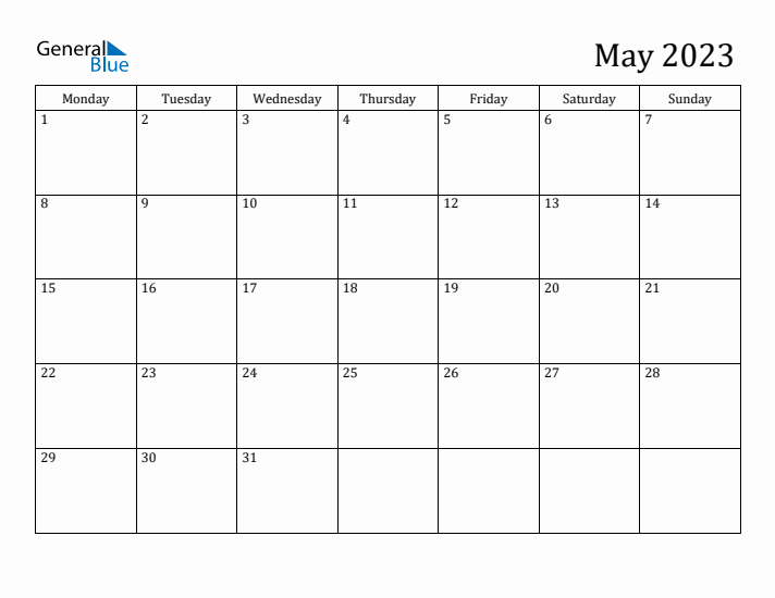 May 2023 Calendar