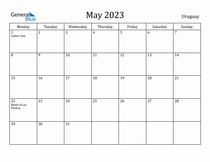 May 2023 Calendar Uruguay