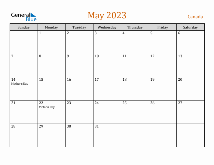 May 2023 Holiday Calendar with Sunday Start