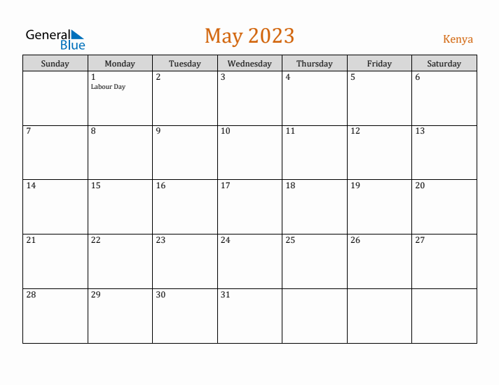 May 2023 Holiday Calendar with Sunday Start