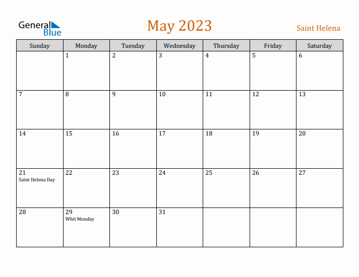 May 2023 Holiday Calendar with Sunday Start