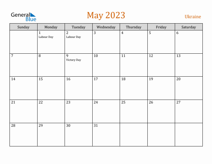 May 2023 Holiday Calendar with Sunday Start