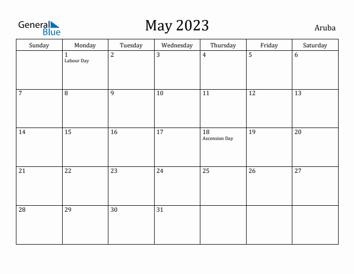 May 2023 Calendar Aruba