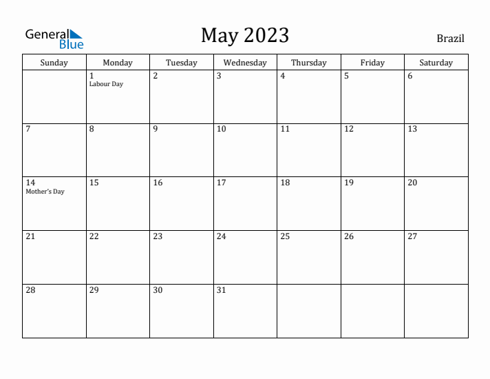 May 2023 Calendar Brazil