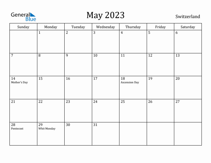 May 2023 Calendar Switzerland